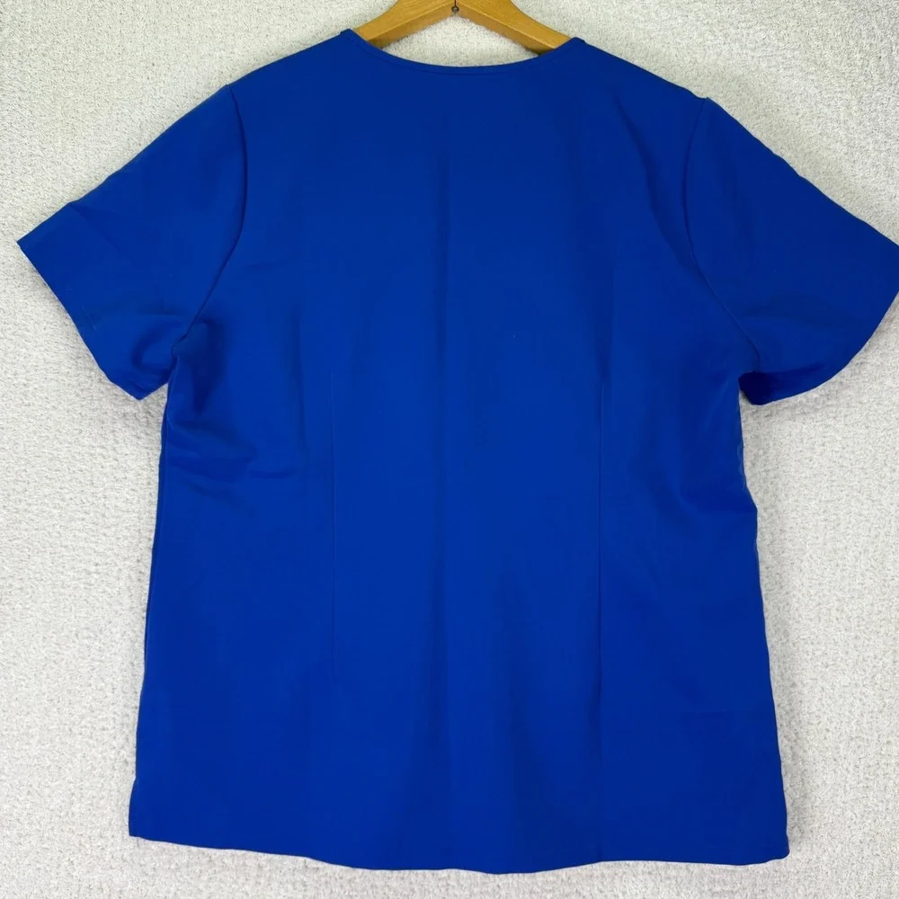 FIGS Technical Collection Scrub Top Women's Size L‎ Blue V Neck